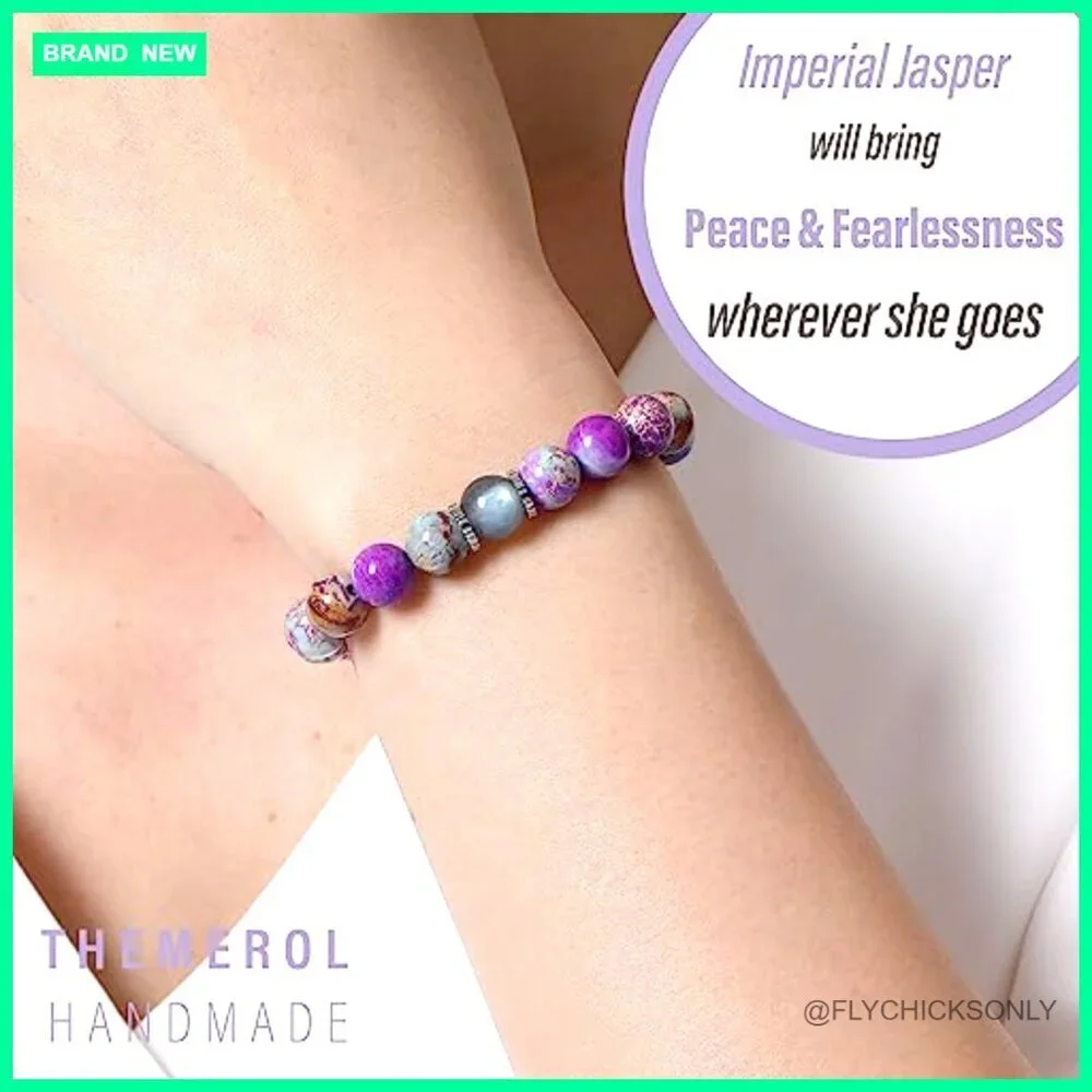 Stretch Crystal Bracelet Imperial Jasper Moonstone Gift for Girls Teens